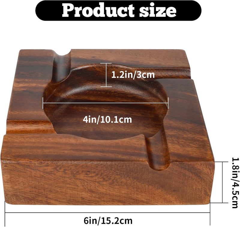 Besuper Premium Extra Large Wooden Cigar Ash Tray with 3 Cigar Cutter set, Cigarette Ashtray for Smokers Outside Patio Home Office Bar Use - Image 3